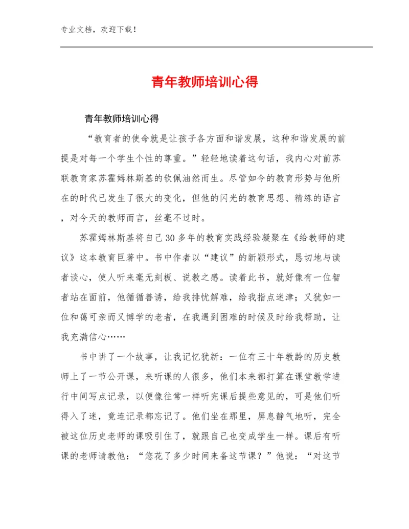 2024青年教师培训心得优选范文19篇文档汇编.docx