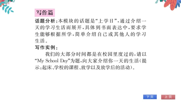 【外研版】七上 Module5 My school day 模块话题阅读与写作 习题课件