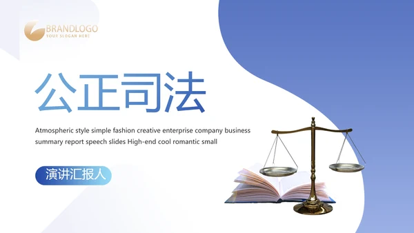 蓝色严谨大气公正司法工作总结PPT