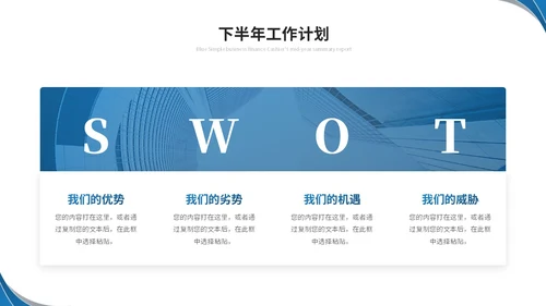 蓝色简约商务流体形状财务年中总结工作总结工作汇报ppt模板
