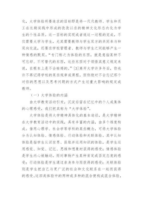 大学体验实践大学精神的新视角的论文.docx