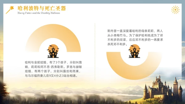 黄色插画风哈利波特魔法电影鉴赏万圣节影视培训通用PPT