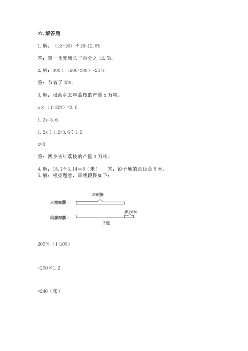 人教版六年级上册数学期末测试卷及答案【基础+提升】.docx