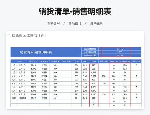 销货清单-销售明细表