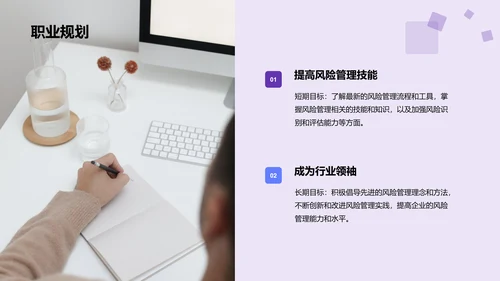 紫色商务现代风险管理经理述职报告PPT模板