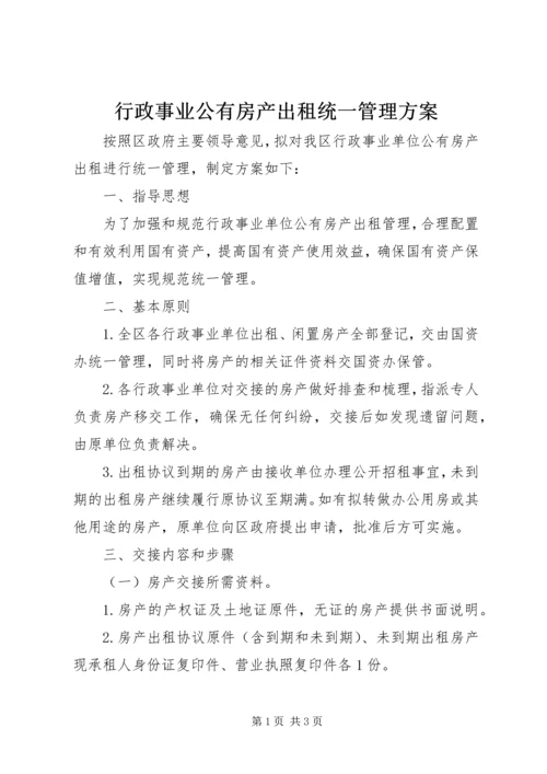 行政事业公有房产出租统一管理方案.docx