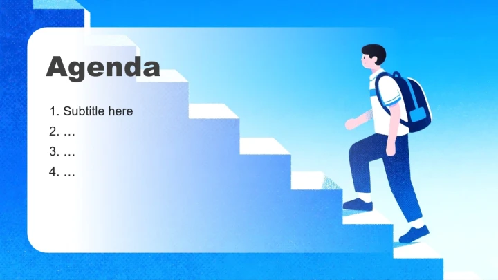 蓝色渐变插画风大学生职业生涯规划PPT主题模板