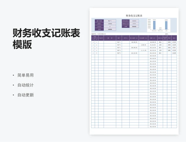 财务收支记账表模版