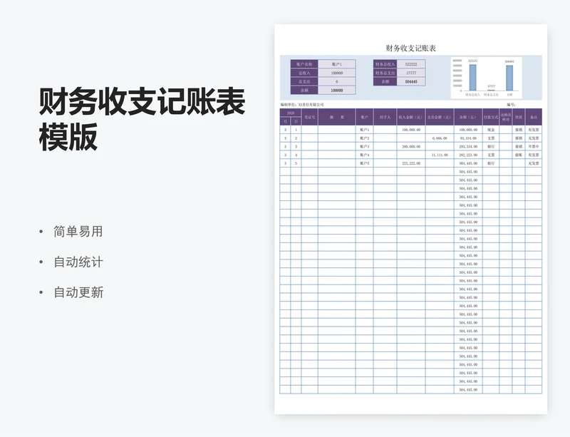 财务收支记账表模版