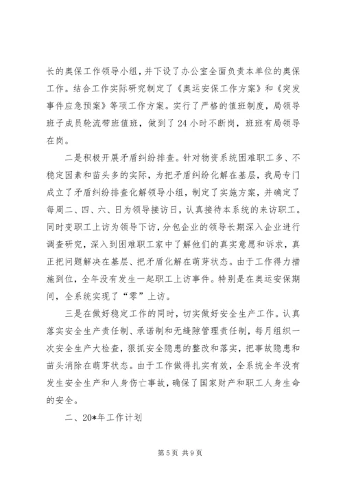 物资局工作总结及工作计划.docx