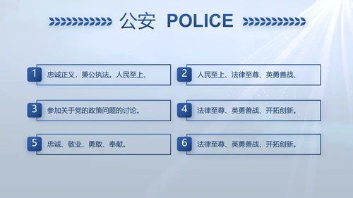 蓝色大气公安人民警察教育动态PPT