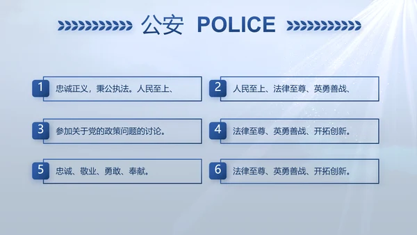 蓝色大气公安人民警察教育动态PPT
