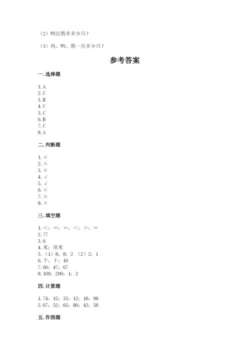 2022人教版二年级上册数学期中测试卷附参考答案（模拟题）.docx