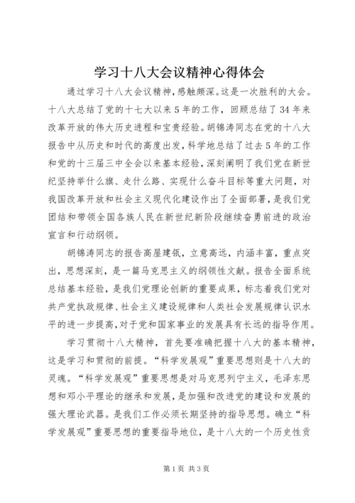 学习十八大会议精神心得体会.docx