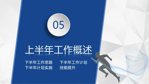 蓝色几何形状多边形背景微立体年中工作总结汇报PPT