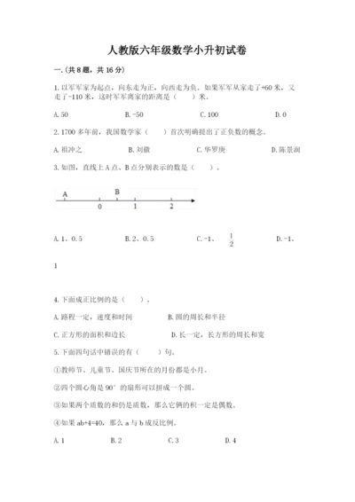 人教版六年级数学小升初试卷及答案【基础+提升】.docx