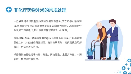 蓝色简约输液外渗液体外渗的处理方法PPT课件输液外渗的处理方法