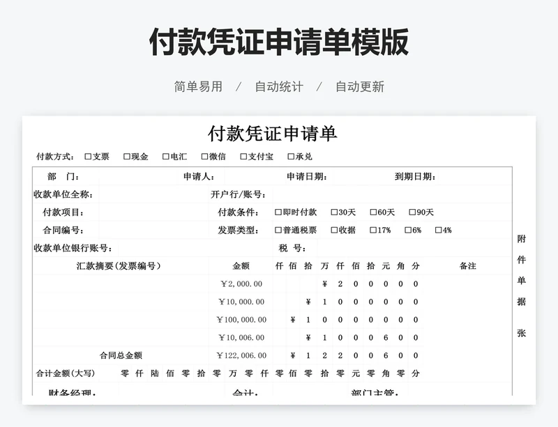 付款凭证申请单模版