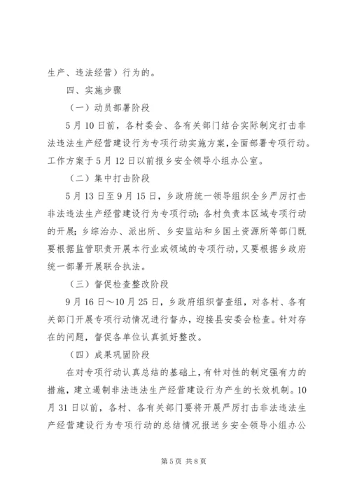 黄土乡人民政府关于集中开展严厉打击非法违法生产经营建设行为专项行动实施方案[5篇] (4).docx