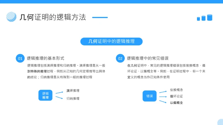 蓝色简约风几何证明逻辑拆解PPT