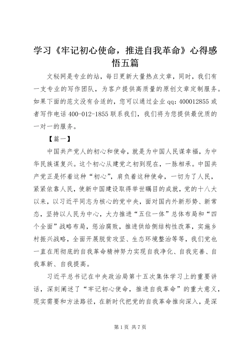 学习《牢记初心使命，推进自我革命》心得感悟五篇.docx