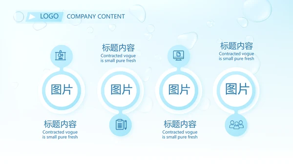 蓝色清爽小水珠风格护肤品产品介绍宣传PPT