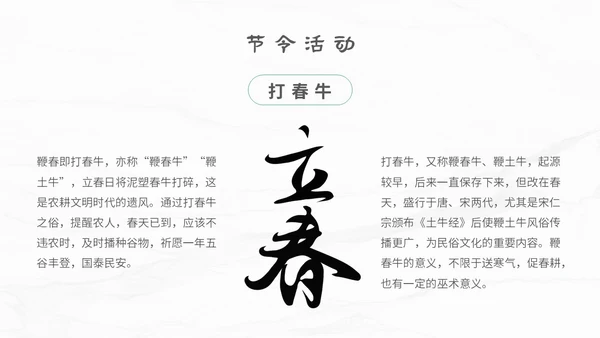 白色简约小清新传统二十四节气立春主题PPT模板