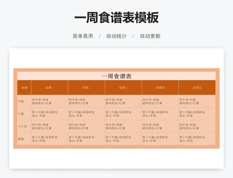 一周食谱表模板