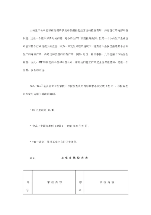 德国果汁保护协会SGF果汁产品质量控制体系