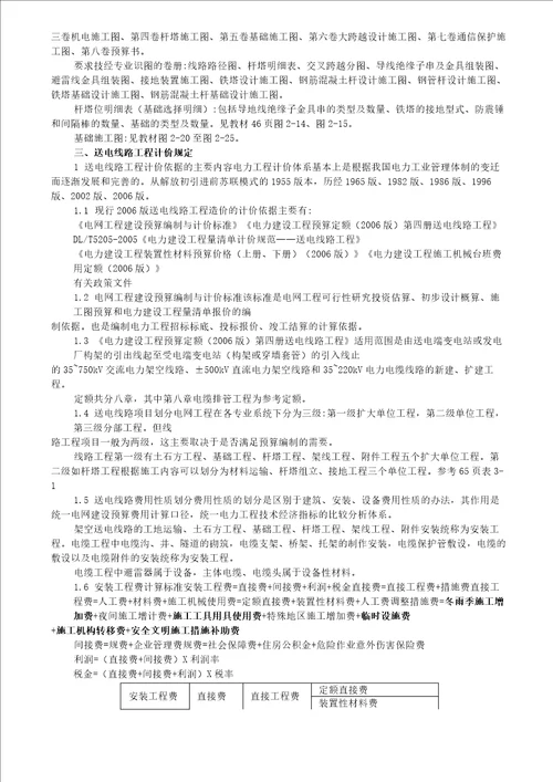 电力造价预算员培训资料线路专业