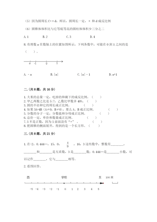 人教版数学六年级下册试题期末模拟检测卷【预热题】.docx