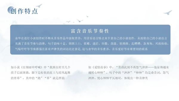 蓝色简约风余华个人介绍PPT模板人物介绍