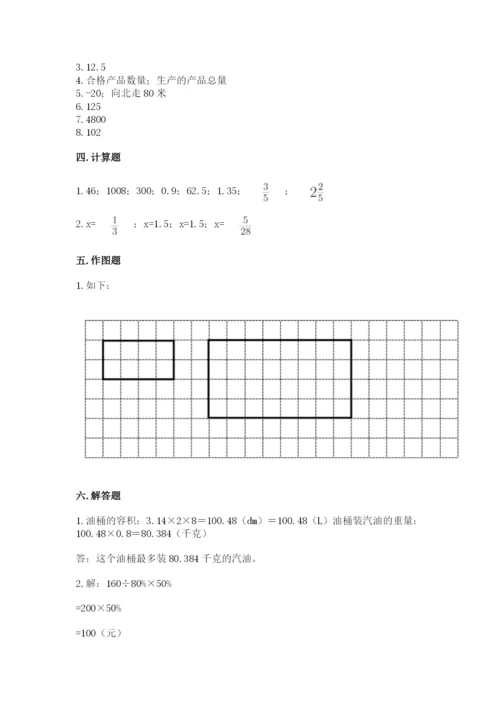 沪教版小学数学六年级下册期末检测试题及参考答案（综合题）.docx