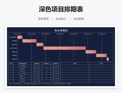 深色项目排期表