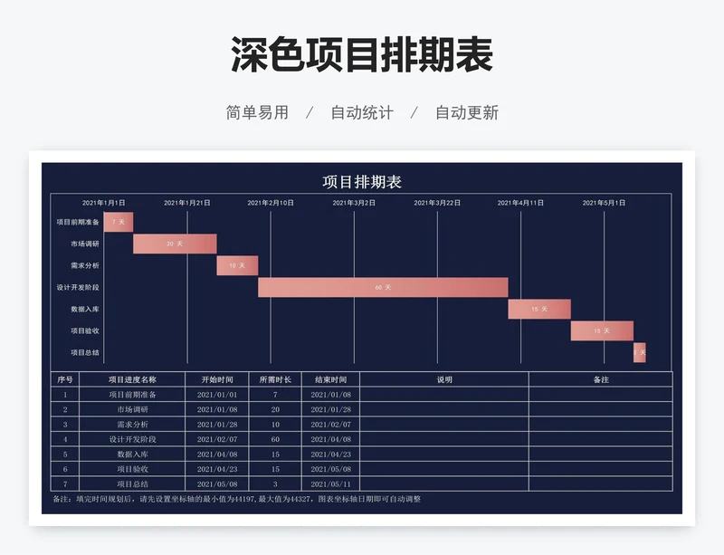 深色项目排期表