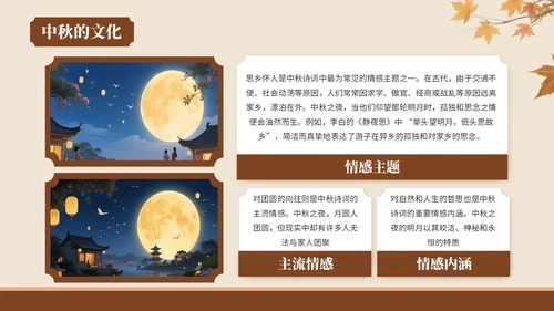 棕色中国风风格中秋佳节情满人间PPT模板