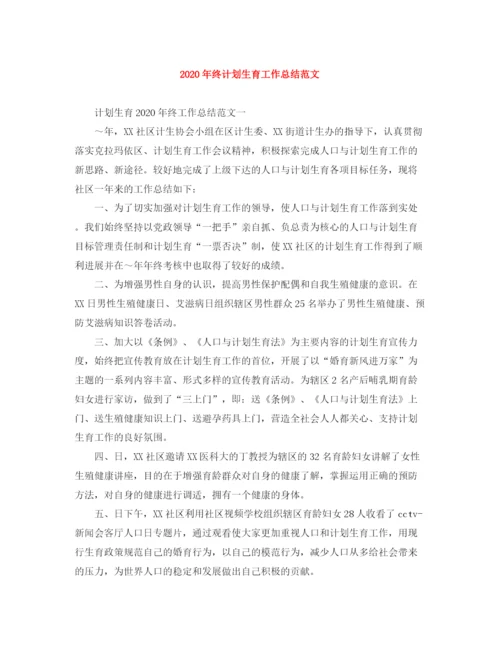 精编之年终计划生育工作总结范文.docx