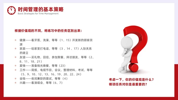 简约风红色时间管理与效率提升培训PPT