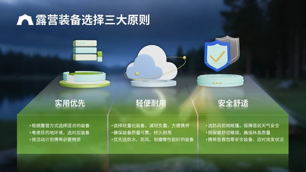 绿色3D立体风户外露营攻略