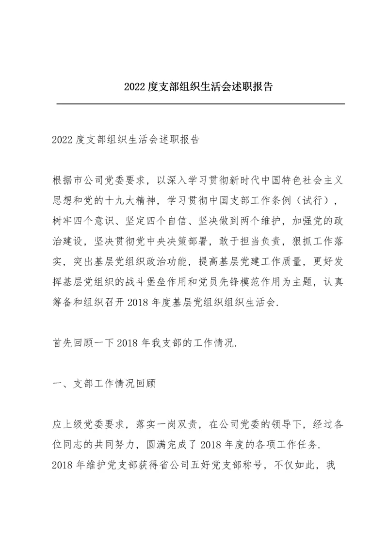 2022度支部组织生活会述职报告.docx