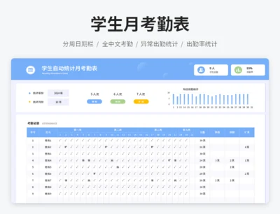 学生自动统计月考勤表