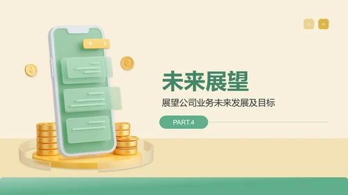 绿色3D风业务复盘报告PPT模板