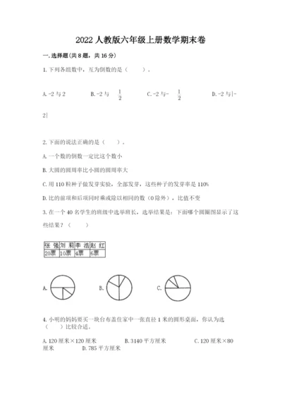 2022人教版六年级上册数学期末卷含答案【轻巧夺冠】.docx