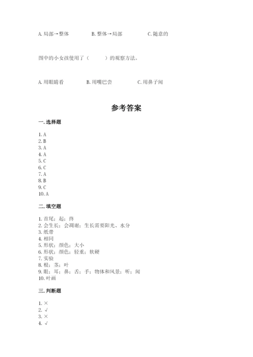 教科版一年级上册科学期末测试卷附答案（实用）.docx