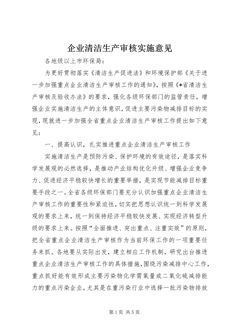 企业清洁生产审核实施意见.docx