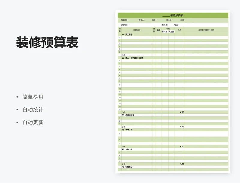 装修预算表