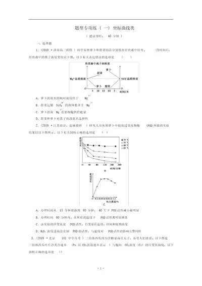 新高考生物三轮复习题型专项练一坐标曲线类含解析