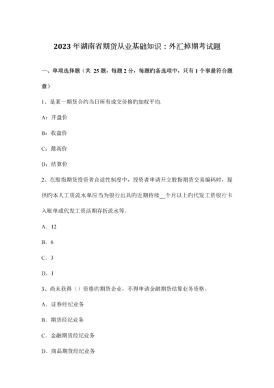 2023年湖南省期货从业基础知识外汇掉期考试题.docx