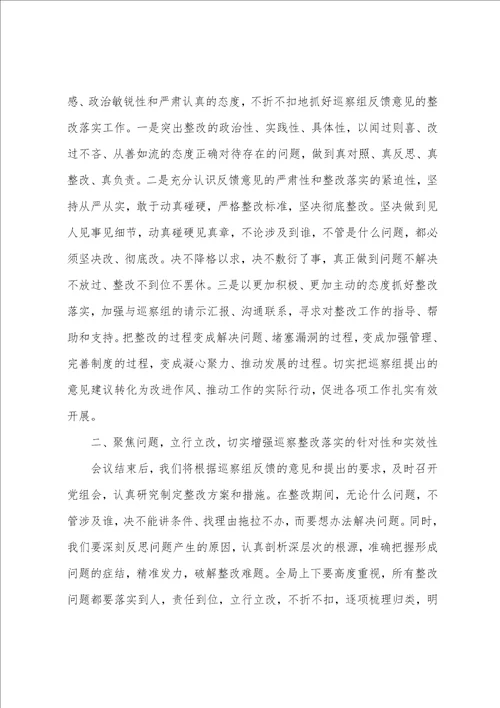 乡镇街道乡镇党委书记在巡察意见反馈会议上的表态发言1