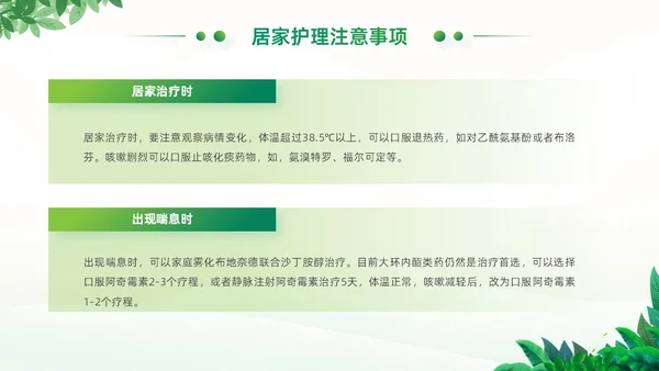 绿色小清新卡通风医院工作汇报支原体肺炎护理学习活动PPT模板